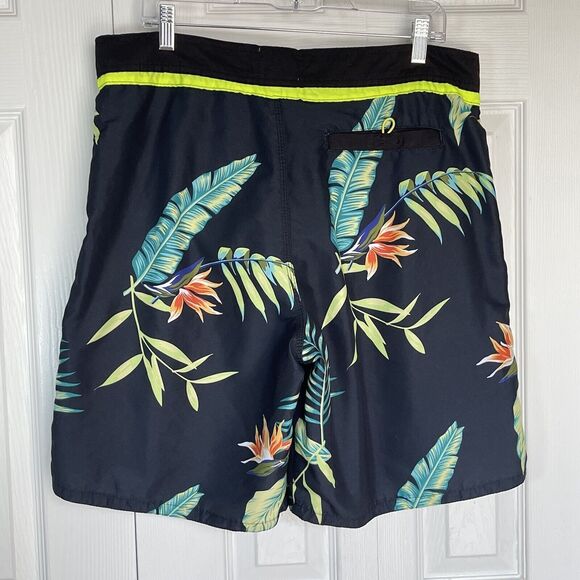 Men’s Swim Trunks Large Black Floral Roebuck & Co - Picture 3 of 16